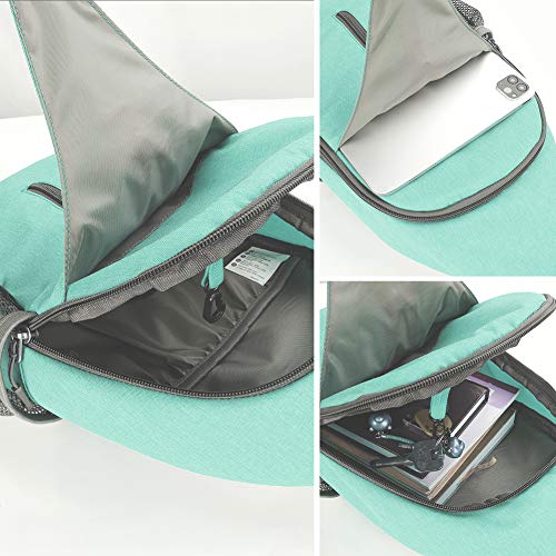 WATERFLY Crossbody Sling Backpack Sling Bag Travel Hiking Chest Bag Daypack - color: N - Mint Green