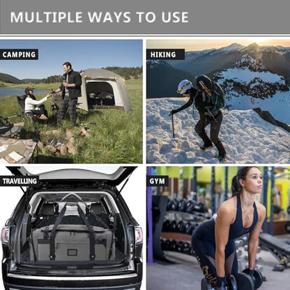 Large Duffle Bag for Travel - Men & Women, Foldable Gym Duffle Backpack, Heavy Duty Tactical Military Canvas Duffel Bags, Extra Big Carry On with Shoe Pockets, Waterproof (80L/103L) - color: Grey, size: M(80L)