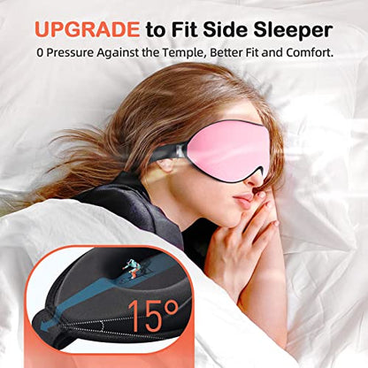 INNELO Sleep Mask for Side Sleeper, Eye Mask Sleeping Women Men, 100% Light Blocking 3D Contoured Cup Sleeping Mask Soft No Eye Pressure Cover Blindfold Night Shade for Travel Nap Yoga, Pink - color: Pink