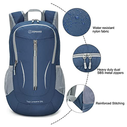 ZOMAKE Ultra Lightweight Packable Backpack 25L - Foldable Hiking Backpacks Water Resistant Small Folding Daypack for Travel(Navy Blue) - color: Navy Blue