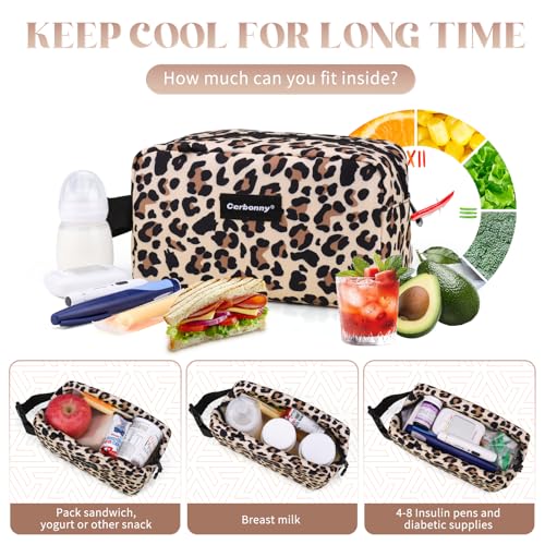 Freezable Lunch Bag,Freezable Snack Bag,Mini Cooler Bag for Travel/Work/School,Small Insulated Bag,Small Cooler Lunch Box with Ice Packs,Insulated Snack Bag,Freezable Snack Box with Handle Buckle - color: Brown Leopard