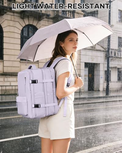 WONHOX Vacuum Seal Backpack for Travel with Air Pump Compression Vacpack Personal Item Carry on Flight Approved Daypack Laptop Space Saver Bags Storage with Vacuum System Travel Bag Women Men Purple - color: A18-purple