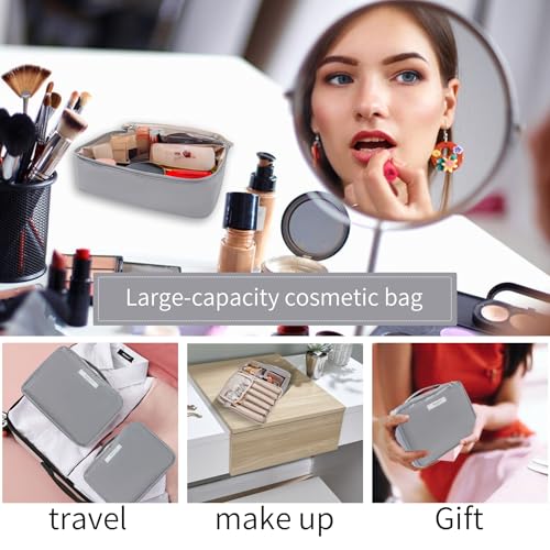 Queboom Travel Makeup Bag Cosmetic Bag Makeup Bag Toiletry bag for women and men (Grey) - color: Grey