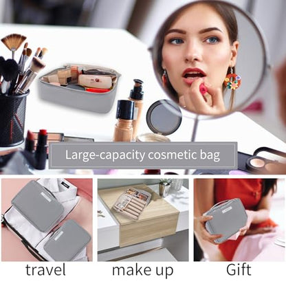 Queboom Travel Makeup Bag Cosmetic Bag Makeup Bag Toiletry bag for women and men (Grey) - color: Grey