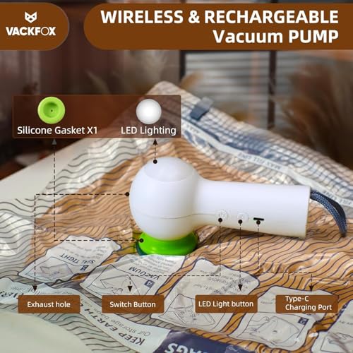 Travel Vacuum Bags with Rechargeable USB Pump, 6 Pack Carry-On Size Vacuum Travel Bags for Luggage & Suitcase, Vacuum Bags for Travel, Space Saver Compression Bags for Clothes & Clothing - style: 6 Vacuum Bags + Wirelwss Charging Pump