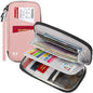 BKNOOU Family Passport Holder RFID Blocking Travel Document Organizer | Large Capacity (5 passports+13 cards), RFID Blocking, Air Travel Essentials, Detachable Wrist Strap and Shoulder Strap - color: 07 Pink