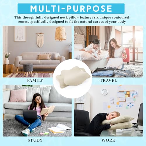 Hahafelt Cooling Cervical Neck Pillowcase Cover (Only Pillow Case) Ergonomic Pillowcase with Zipper Breathable Contour Pillow Cover for Side Back Stomach Sleepers(Beige,Standard Size) - color: Beige, size: Standard Size