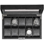ROTHWELL 10 Slot Leather Watch Box - Luxury Case Display Jewelry Organizer - Locking Watch Display Case Holder with Large Glass Top - Box Organizer for Men and Women (Black/Grey) - color: Black / Grey