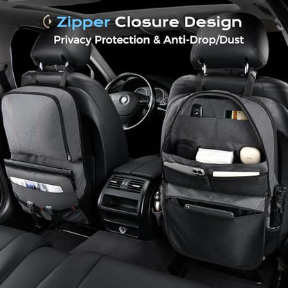 Coverado Backseat Car Organizer, Heavy-Duty Durable Dual-Way Use Car Back Seat Organizer Waterproof with Reinforced Pockets, Zipper Closure Design, Protect Valuables from Spills, Keeps Car Tidy - size: 1 Pack(Fabric)