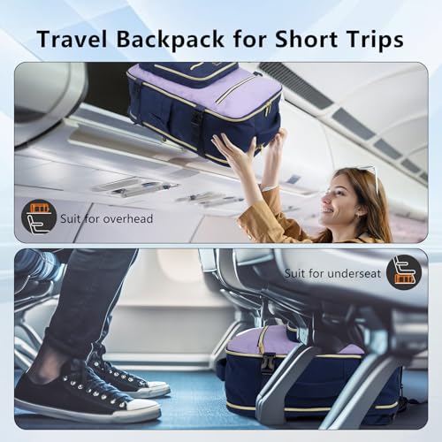 Travel Laptop Backpacks, 30L Carry On Backpack with 3 Packing Cubes, Travel Backpack for Women Airline Approved, Overnight Weekender Backpacks, Navy Blue - color: Navy Blue