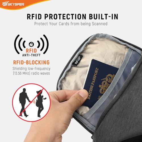SKYSPER Sling Bag Anti Theft Crossbody Bag RFID Lightweight Travel Shoulder Chest Bag for Hiking Walking - color: Grey