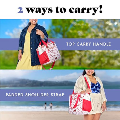 Fit & Fresh, 24-Can Soft Cooler Bag Insulated Leak-Resistant, Portable Soft Cooler, Large Cooler, Soft Sided Cooler Bag, Travel Cooler, Cherry - color: Cherry