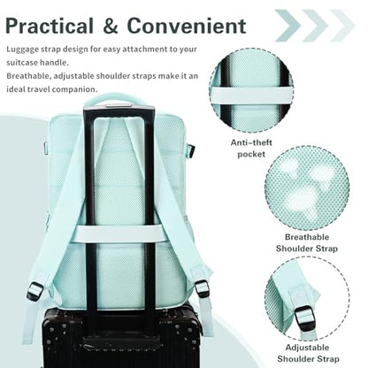 Carry On Backpack for Women & Men – Airline Approved Underseat Size, 15.6" Laptop Compartment, TSA-Friendly 180° Opening, Anti-Theft Business Travel Backpack with Trolley Sleeve (Blue, Large) - color: Blue, size: Large