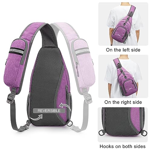 G4Free RFID Sling Bag Crossbody Backpack Small Chest Shoulder Bag Hiking Outdoor - color: Light Purple