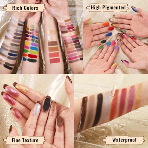 UCANBE Eyeshadow Makeup Palette 86 Colors, Matte Black Grey Silver Smokey Goth Eye Shadows+Chunky Pressed Glitters+Bright Colorful Neon Shades+Rosy Rusty Neutrals for Every Day & Halloween Make Up - color: Palette C