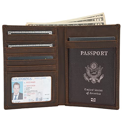 Polare Luxury RFID Blocking Leather Passport Holder Travel Wallet For Men and Women (Dark Brown Compass) - color: V Dark Brown Compass