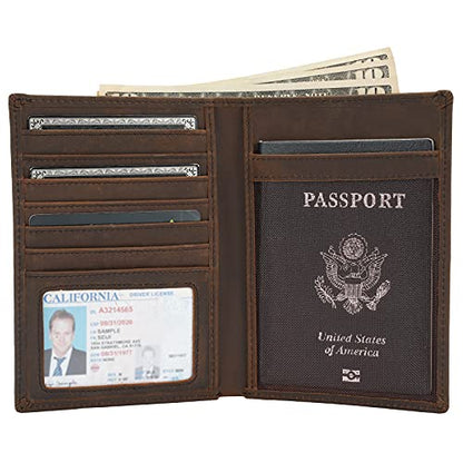 Polare Luxury RFID Blocking Leather Passport Holder Travel Wallet For Men and Women (Dark Brown Compass) - color: V Dark Brown Compass