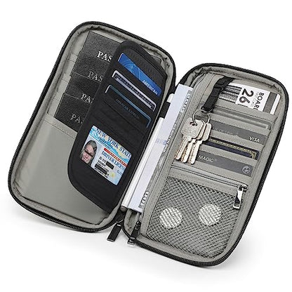 VanFn RFID Travel Passport Wallet, Family Passport Holder, Trip Document Organizer P.Travel Series - color: Black