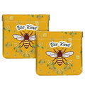 2Pcs PU Leather Small Squeeze Coin Purse Pouch Mini coin Bag Unique And Cute Wallet Cosmetic Bags Change Bag For Women Girls Men （Bees and Flowers - color: Bees and Flowers