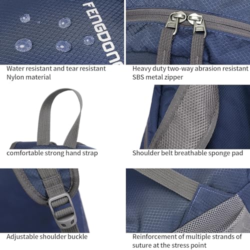FENGDONG 35L Lightweight Foldable Waterproof Packable Travel Small Hiking Backpack Daypack for men women - color: A5-royal Blue