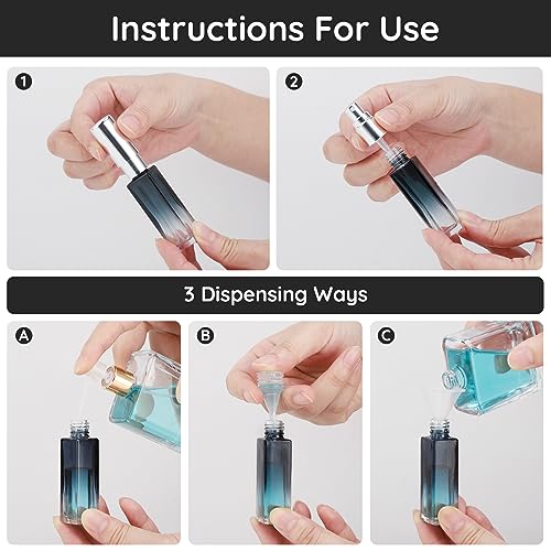 Segbeauty Refillable Perfume Bottle Travel, 5 Set of 10ML Pocket Glass Perfume Atomizer, Empty Fine Mist Mini Travel Bottles Set Cologne Atomizer Dispenser Fragrance Sprayer Cosmetic Container - color: Blue-silver, style: Mini Bottles