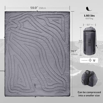 1TG Tactical Camping Blanket, Packable, Lightweight Camp Quilt with Zipper, Multifunctional Outdoor Sleeping Blanket for Backpacking, Travel, Stadium, Beach