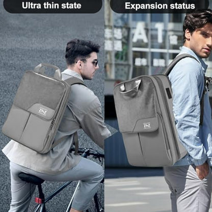 ZINZ Slim & Expandable Laptop Backpack 15.6 16 17 inch Travel Business Backpack Water-Resistant Daypack for Men and Women，Grey - color: G01y01