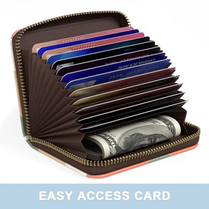 Aiawoxc Credit Card Holder, Small RFID Wallet Slim Leather Card Organizer Case with Zipper and Wristlet Strap, Tropical Plants - color: Tropical Plants, size: Wrist Strap