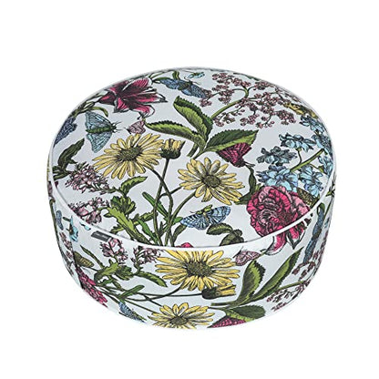 Inflatable Outdoor Ottoman,20"x9" Portable Patio Pouf,Water Resistant,Fade-Resistant,Round Blow Up Footrest Stools for Home Garden Camping Travel(Butterfly Flower) - color: Butterfly Flower
