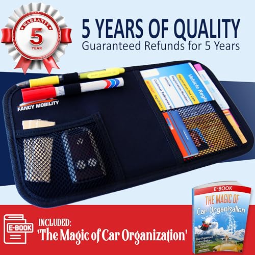 Car Sun Visor Organizer - Auto Accessories Document Holder - Car, Truck, SUV Registration & Insurance Storage Pouch - Road Trip Essential Gift for Any Driver - Comes With a Unique eBook - size: 1 Pack (Black)