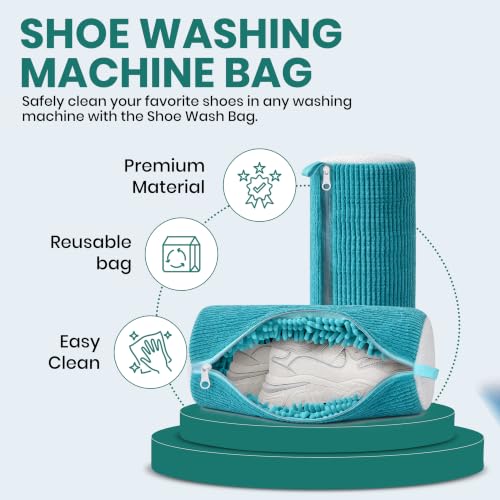 2 Pack Heavy Duty Shoe Wash Bags, 440g Reusable Sneaker Laundry Bags with Auto-Lock Zipper for Sneakers, Slippers & Boots – New2026 - color: Blue