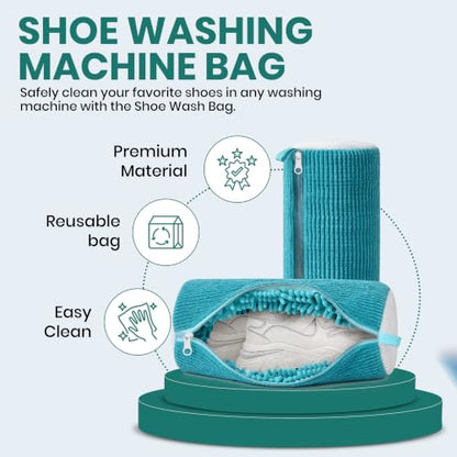 2 Pack Heavy Duty Shoe Wash Bags, 440g Reusable Sneaker Laundry Bags with Auto-Lock Zipper for Sneakers, Slippers & Boots – New2026 - color: Blue