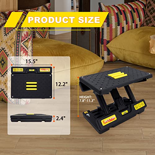 Foot Rest for Under Desk at Work,4-Section Height Adjustable,with Massage Roller and Thick Cushion,Ergonomic Foot Rest,for Car,Office,Computer,Gaming,Adjustable Metal Frame,All-Season Use - color: Soft Cushion- Yellow