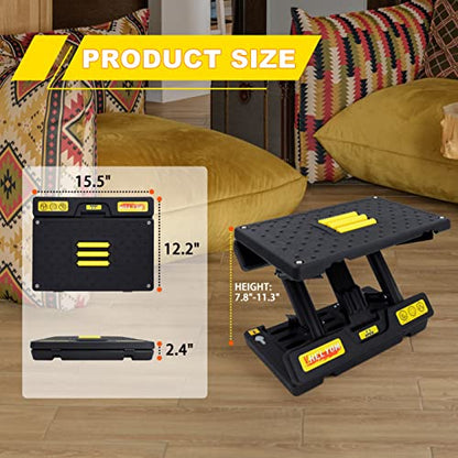 Foot Rest for Under Desk at Work,4-Section Height Adjustable,with Massage Roller and Thick Cushion,Ergonomic Foot Rest,for Car,Office,Computer,Gaming,Adjustable Metal Frame,All-Season Use - color: Soft Cushion- Yellow