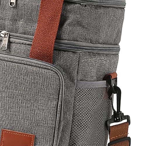 Yosoo Health Gear Insulated Lunch Bag 3 Layer Insulation Oxford Cloth Leakproof Cooler Bag with Adjustable Shoulder Strap, for Camping Travel Beach Picnic Work (grey)
