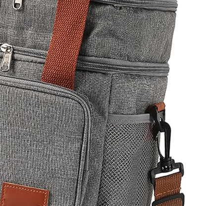 Yosoo Health Gear Insulated Lunch Bag 3 Layer Insulation Oxford Cloth Leakproof Cooler Bag with Adjustable Shoulder Strap, for Camping Travel Beach Picnic Work (grey)