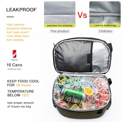 TUGUAN Insulated Cooler Backpack 38 Cans Double Deck Leakproof Lightweight Soft Lunch Backpack Small Cooler Bag Beach Picnic - color: 8901-green