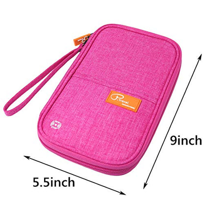 VanFn RFID Travel Passport Wallet, Family Passport Holder, Trip Document Organizer P.Travel Series (Rose Red) - color: Pure Rose Red