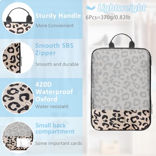 Travel Animal Skin Print Compression Packing Cubes Set - Slim-Fold Packing Organizers -Travel Essential Bag for Clothes Shoes Cosmetics Toiletry 7 Piece - color: Black-10