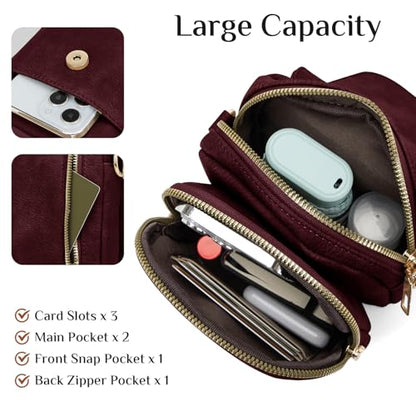 Fashion Small Crossbody Bags for Women Trendy Designer Cell Phone Purses Wallets with Card Holder Anti Theft Travel - color: Red