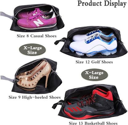 YAMIU Travel Shoe Bags Set of 2 Waterproof Nylon with Zipper for Men & Women (Black) - style: 2 Pack - Black