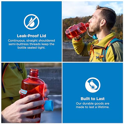 Nalgene 32 oz Narrow Mouth Water Bottle | BPA-Free, Durable & Leak Proof, Lghtweght for Hkng & Gym – Thrll & Moton, Flame w/Blue Atoll - color: Flame w/Blue Atoll, size: 32 Ounces