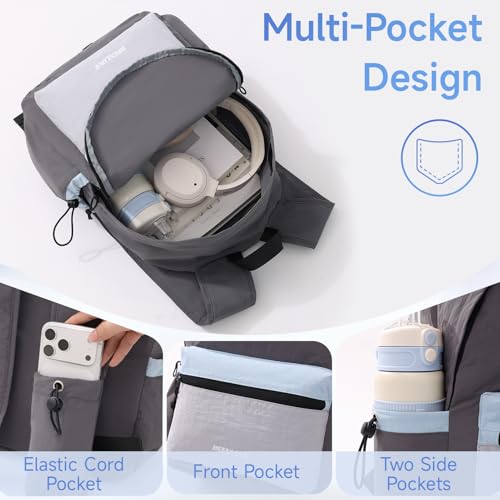 Lightweight Hiking Bag 16L Waterproof,Foldable Backpack for Hiking Essentials,Packable Back pack for Cycling Gym,Grey - color: Grey