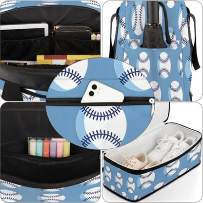 Travel Duffel Bag Baseballs Print Weekender Bag with Shoe Compartment Foldable Overnight Bags for Travel Sports Lightweight Gym Bags for Men Women - color: Baseballs Print