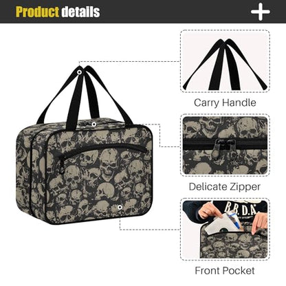 MNSRUU Hanging Toiletry Bags for Women Travel, Gothic Grunge Skulls Toiletry Organizer Portable Travel Toiletry Bags Clear Wash Bags Makeup Bag Cosmetic Bag - color: Skulls 021