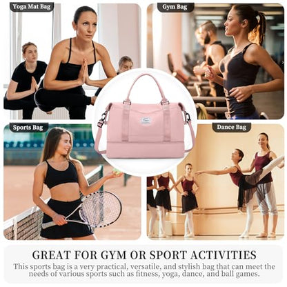 Travel Duffel Bag with Shoes Compartment, Overnight Weekender Bags for Women,Carry on Personal Item Bag - color: A-Pink, size: Large