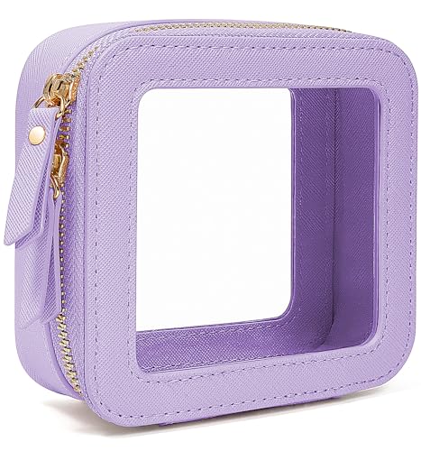 Travel Clear Makeup Bag Set, TSA Approved Cosmetic Bag Case with Zipper Portable Makeup Pouch Toiletry Bag Traveling Cosmetic Organizer Storage Bag Car Organizer Car Essentials - color: N-Purple