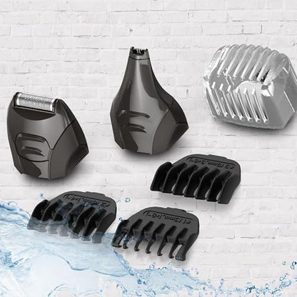 Remington All-in-One Grooming Kit, Lithium Powered, 8 Piece Set with Trimmer, Men's Shaver, Clippers, Beard and Stubble Combs, PG6025, Black - size: 8-piece set
