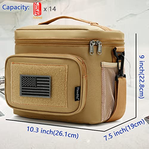 FlowFly Tactical Lunch Bag Large Insulated Lunch Box Cooler Tote for Men, Women with MOLLE/PALS Webbing(Brown, Medium) - color: Brown, size: Medium