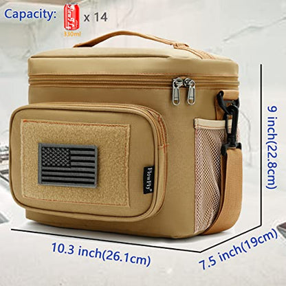 FlowFly Tactical Lunch Bag Large Insulated Lunch Box Cooler Tote for Men, Women with MOLLE/PALS Webbing(Brown, Medium) - color: Brown, size: Medium